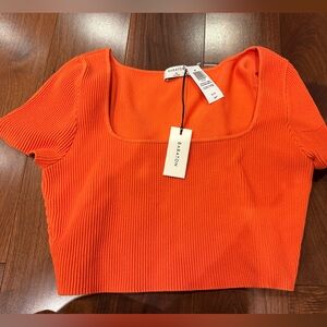 Babaton Sculpt Knit Bright Orange Top